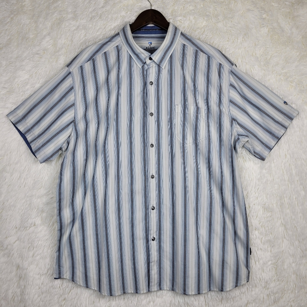 Kuhl The Bohemian Striped Short Sleeve Button‎ Up Shirt XXL